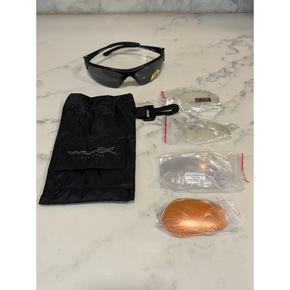 Wiley‎ X WX Z87 B-2 Sunglasses Black Interchangeable 4 Lens Set Tactical Eyewear